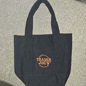Trader Joe's Black Tote Bag with Orange Logo